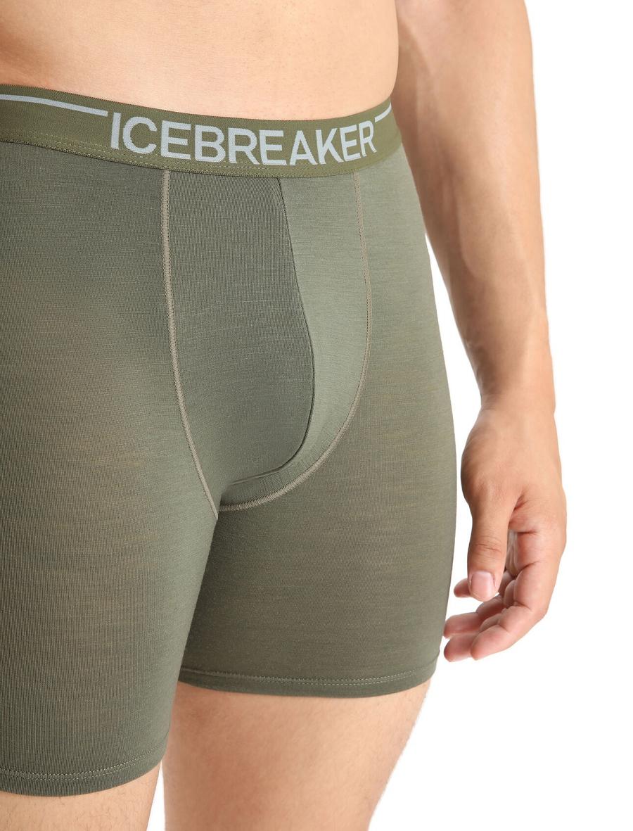 Loden Men's Icebreaker Merino Anatomica Long Boxers Underwear | USA 1284YXFU